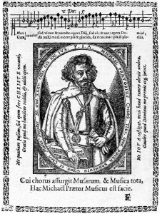 Black and white portrait of Michael Praetorius